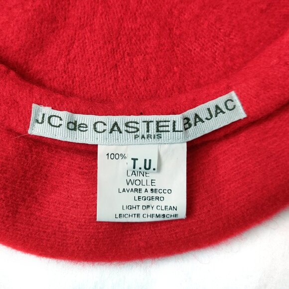 Vintage JCDC Jean-Charles de Castelbajac Red Logo 100% Wool Felt Beret - Picture 6 of 7
